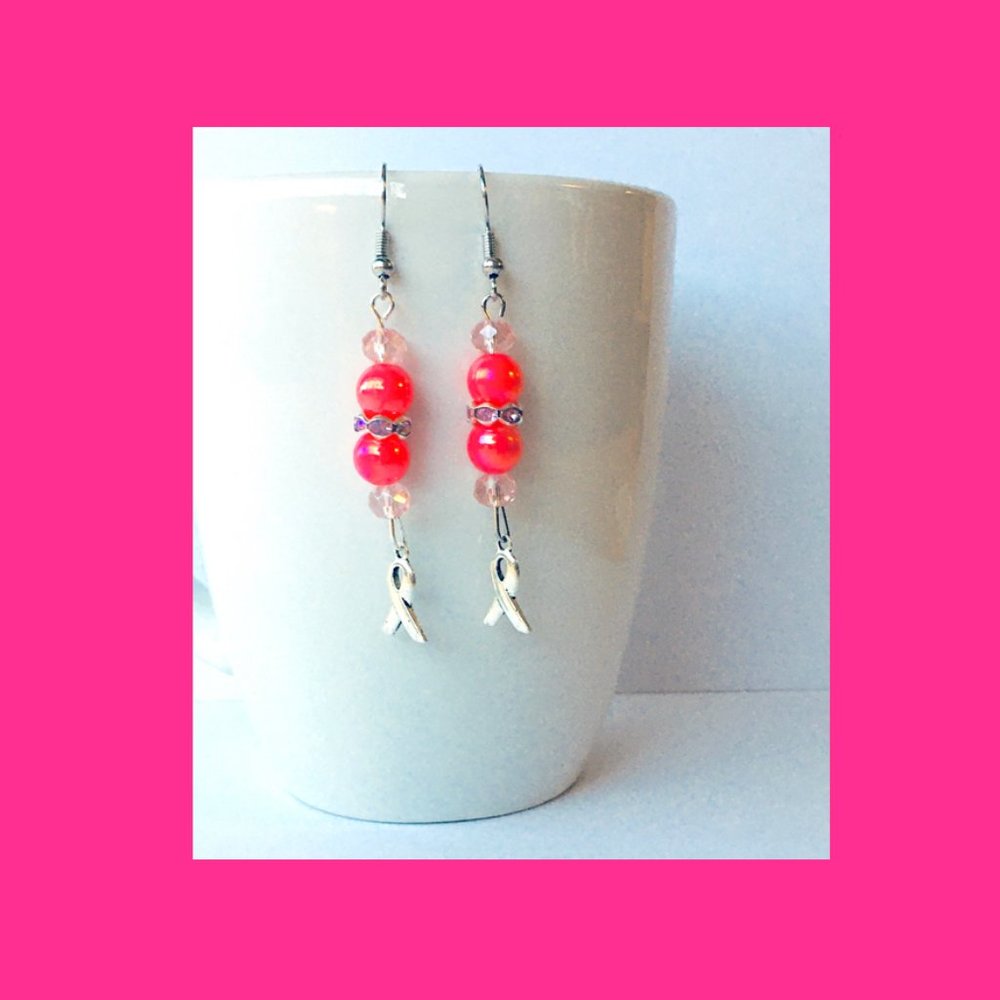 Breast Cancer Survivor Handcrafted Earrings